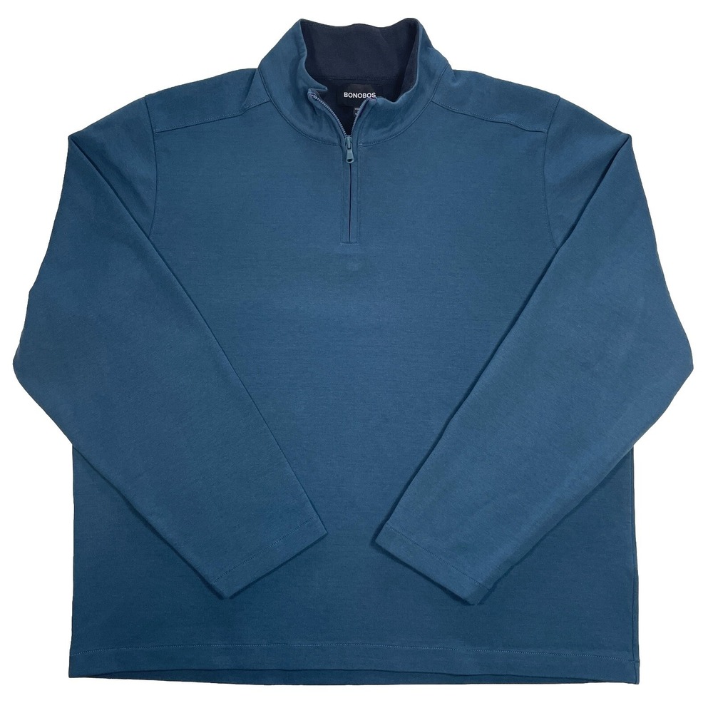 Bonobos Wear To Work Sweater 1/4 Zip Business Casual Blue XXL